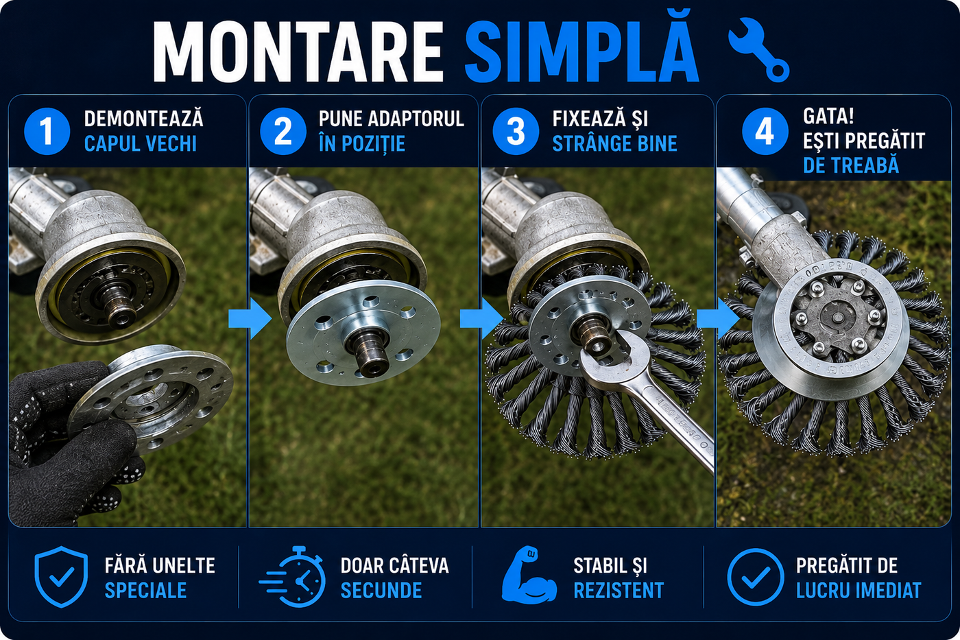 Cap Metalic de Motocoasă Indestructibil