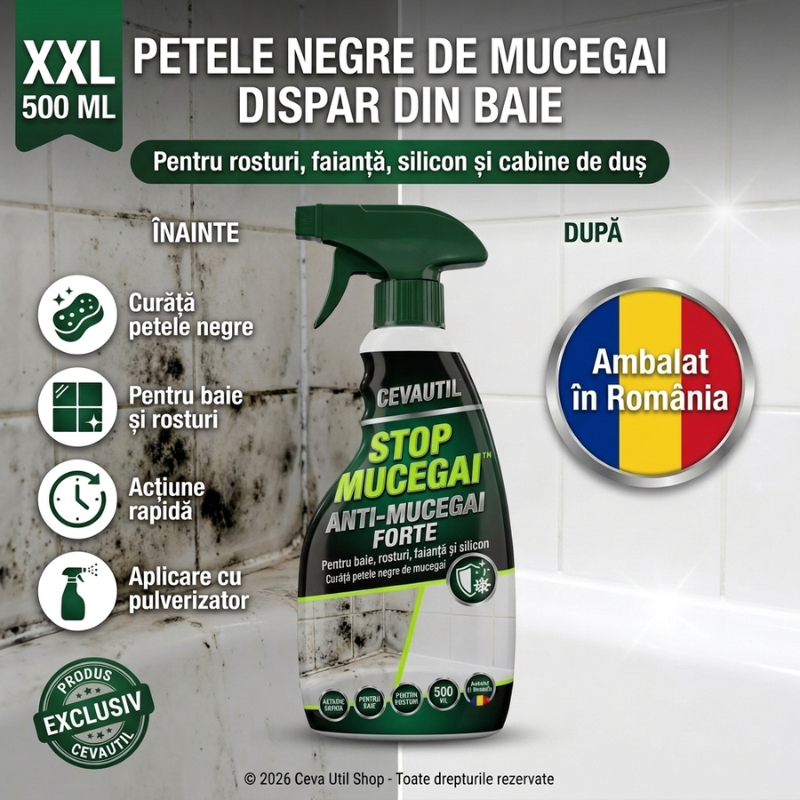 STOP MUCEGAI™ — Spray Anti-Mucegai pentru Baie, Rosturi și Silicon