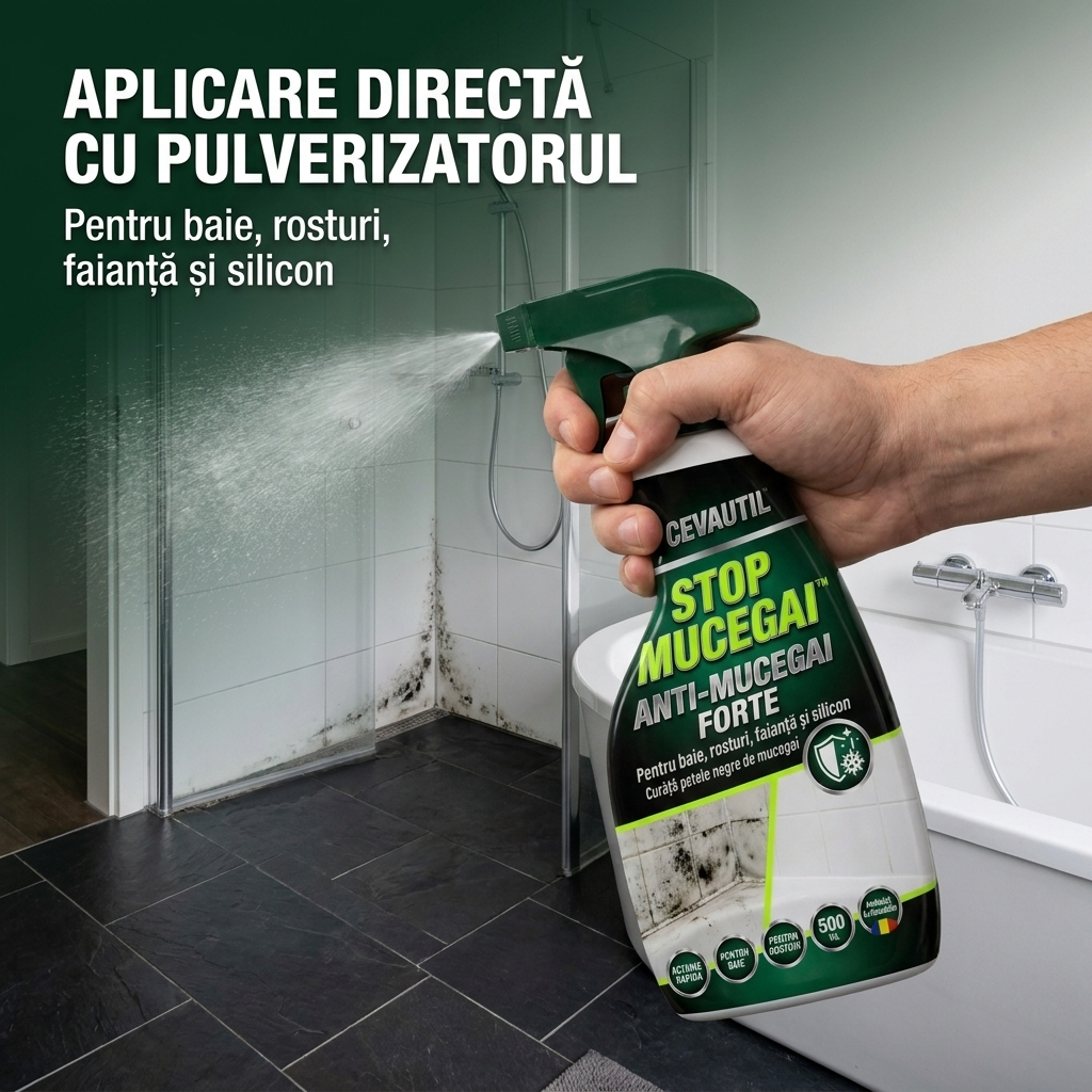 STOP MUCEGAI™ — Spray Anti-Mucegai pentru Baie, Rosturi și Silicon