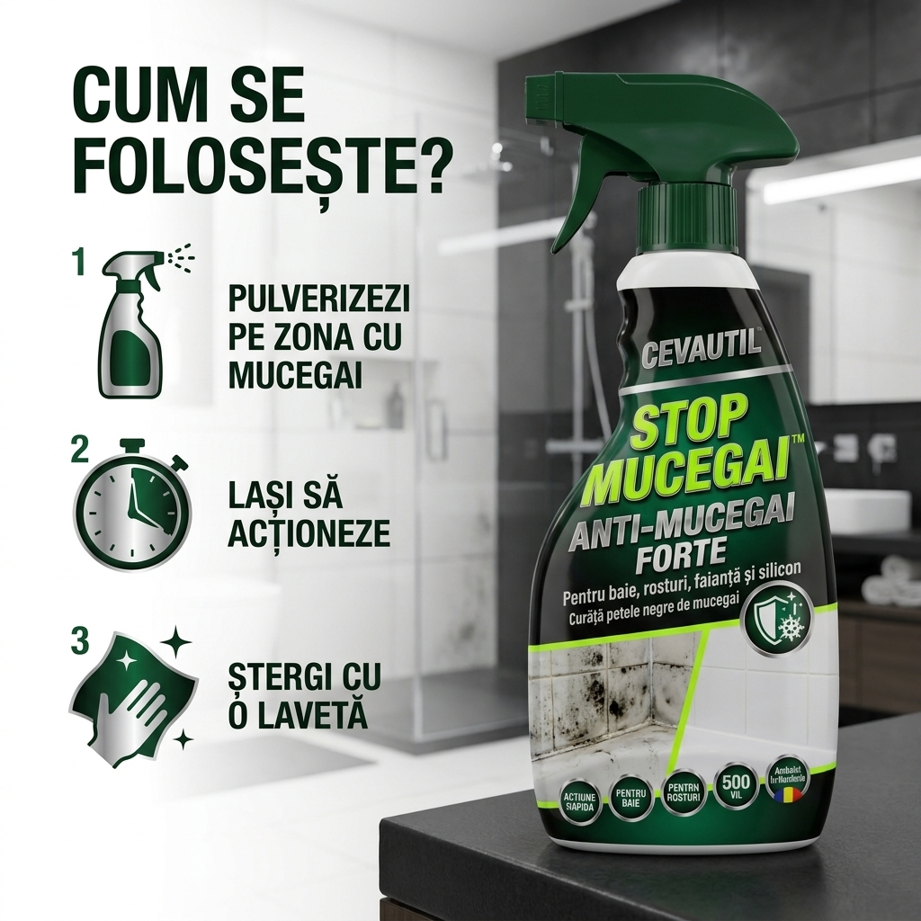 STOP MUCEGAI™ — Spray Anti-Mucegai pentru Baie, Rosturi și Silicon
